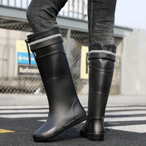 Vista 6 de YUHITYGZGS Botas de lluvia para hombre, botas de goma impermeables, botas de lluvia para hombre, botas de jardín, cómodas, ligeras, botas de lluvia