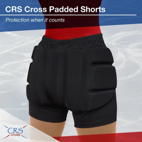 Vista 6 de CRS Cross Padded Figure Skating Shorts. Crash Pad Pants for Roller, Inline, Ice Skating, Snowboarding, and Skiing. Fall Impact Protection for Butt