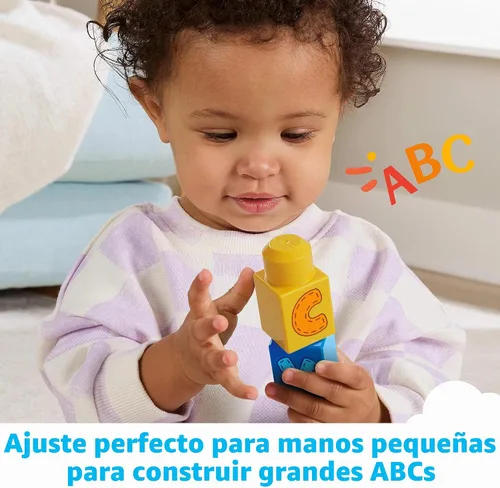 Vista 4 de MEGA BLOKS First Builders - Juego de bloques de construcción para niños pequeños, tren de aprendizaje ABC con 60 piezas, a partir de 1 año