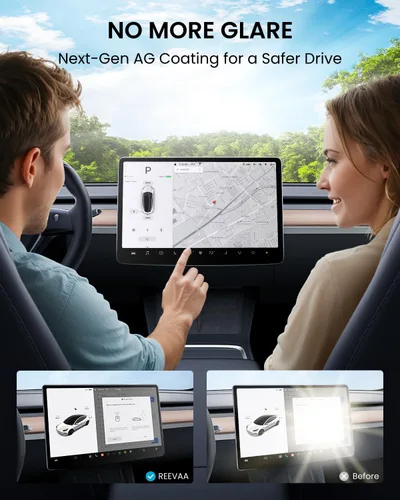 Vista 3 de REEVAA Protector de pantalla para Tesla Model Y Juniper y Model 3 Highland 2026 Standard [antirreflejos y sin huellas dactilares], vidrio templado