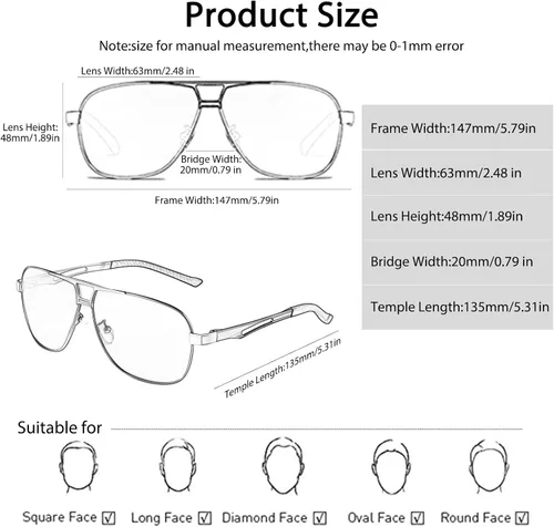 Vista 4 de K.LAVER Gafas de sol polarizadas fotocromáticas de aviador UV400 gafas de conducción de día y noche para hombres y mujeres, gafas de bisagra