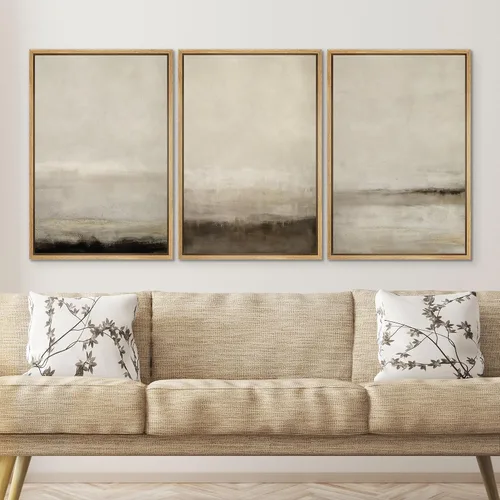 Vista 13 de SIGNWIN Lienzo enmarcado para pared, juego de arte pastel con cadena montañosa, bosque, niebla, naturaleza silvestre, ilustraciones modernas, arte