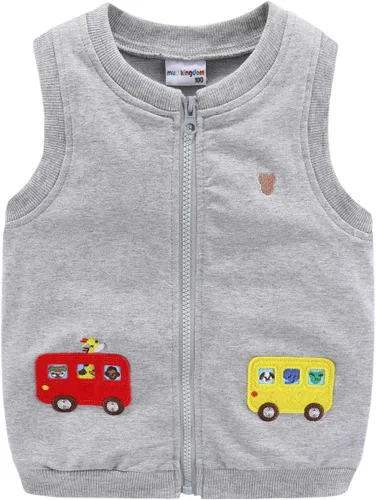 Vista 12 de Mud Kingdom Chalecos para niños y niñas, ropa de abrigo con bonito bordado de dibujos animados Azul