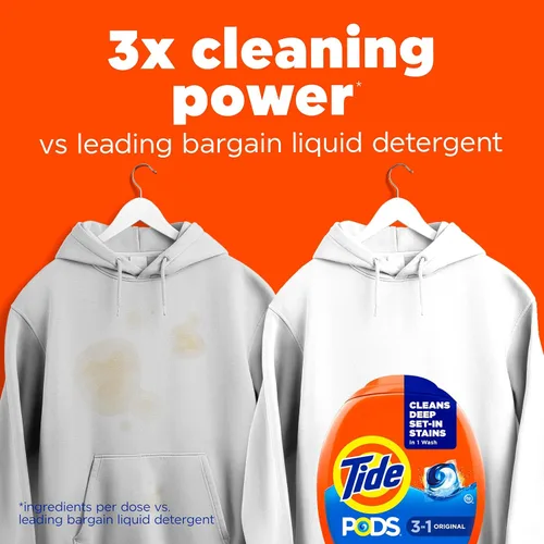 Vista 2 de Tide PODS detergente para ropa en cápsulas, removedor de manchas 3 en 1, combatiente de olores, protector de color, 42 unidades, compatible con HE