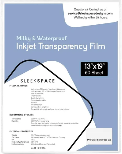 Vista 10 de Película transparente lechosa de Sleek Space para impresoras de inyección de tinta, impresión de pantalla 100% impermeable, anti-rizado