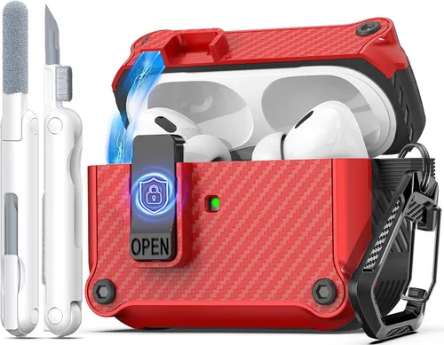 Vista 130 de R-fun Funda de carga compatible con AirPods de 2ª generación 2019, 1ª generación 2016, protección completa contra caídas, tapa desplegable
