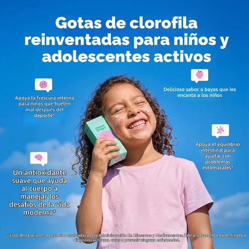 Vista 4 de JoySpring Chlori Drops Kids Clorofila líquida, baya, 30 porciones