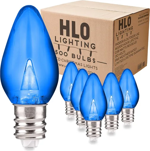 Vista 18 de Enchufe de iluminación navideña LED liso C7 verde azulado bombillas de repuesto para enchufes E12, grado comercial de bajo consumo, 2 bombillas