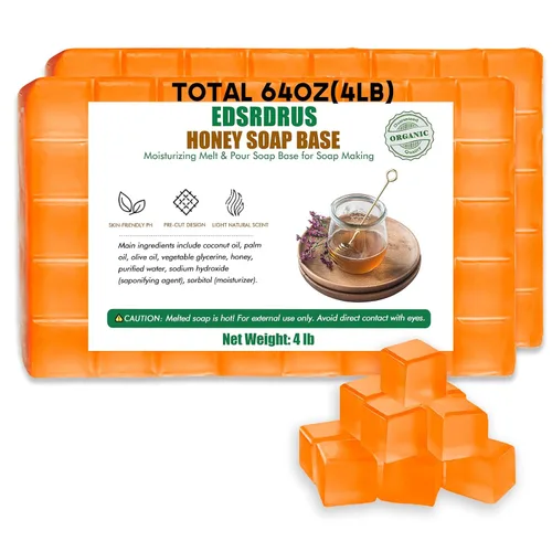 Vista 16 de EDSRDRUS Base de jabón aromática de 1 libra hecha a mano con aloe vera y aceite de coco, base de jabón hidratante para derretir y verter