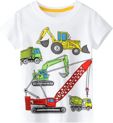 Vista 3 de Camisetas de manga corta para niños pequeños, de algodón, con gráficos, cuello redondo, camisetas de verano