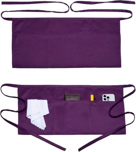 Vista 10 de 2 Pack Server Apron with 4 Pockets, Waitress Waiter Waist WaterDrop Resistant Short Aprons
