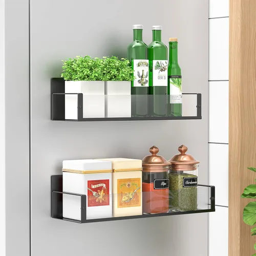 Vista 16 de HuggieGems Paquete de 6 organizadores magnéticos de almacenamiento de especias para refrigerador y horno, organizadores negros para nevera