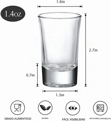 Vista 2 de Paquete de 40 vasos de chupito de base pesada, juego de vasos de chupito de whisky de 1.4 onzas, vasos de vidrio pequeños para licor de licor, bar