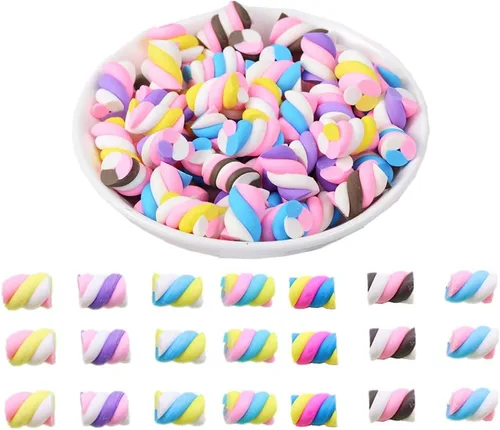 Vista 6 de 30 dijes surtidos de limo con forma de corazón, malvavisco, arcoíris, caramelos, rebanadas, botones de parte trasera plana, cabujones