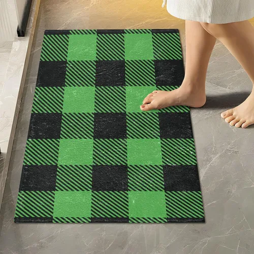 Vista 46 de Tapete de baño a cuadros de tablero de ajedrez, suave, absorbente, lavable, tapete de baño para piso de baño, tapete de baño antideslizante