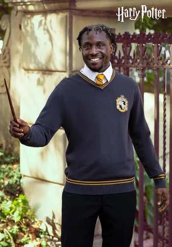 Vista 2 de Fun Costumes Suéter de uniforme Hufflepuff de Harry Potter para adultos
