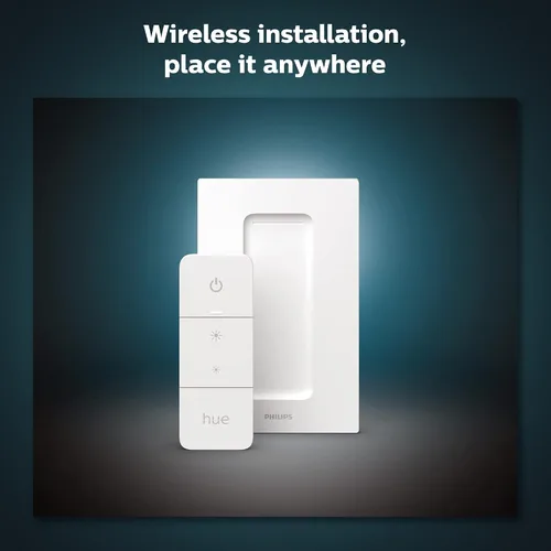 Vista 5 de Philips Hue (1) Puente con (1) interruptor de atenuación y control remoto, enciende las luces de tono, apaga, atenúa o ilumina, instalación fácil