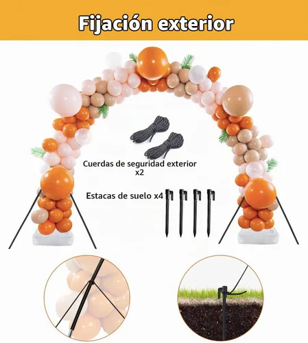 Vista 2 de Kit de arco de globos con base, soporte de arco de globos ajustable de 9 pies de altura y 10 pies de ancho, marco de arco de globos, soporte