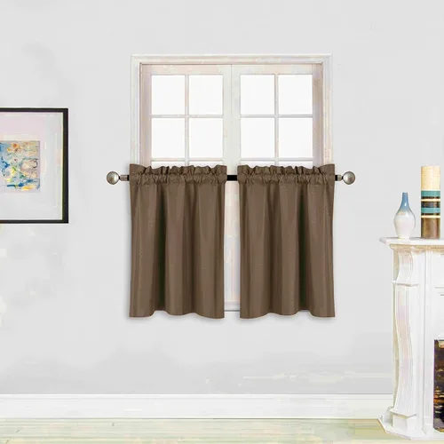 Vista 11 de Better Home Style - Cortina aislante para ventana, 2 paneles, 100% opaca, paneles cortos para cocina, baño o cualquier ventana pequeña