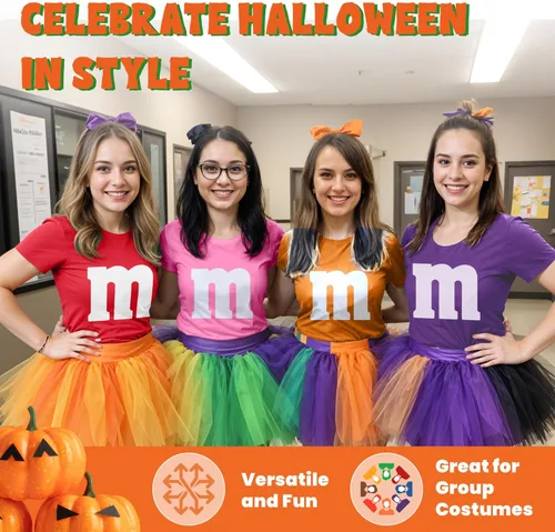 Vista 8 de Camiseta de disfraces de Halloween con letra M Idea de camiseta gráfica divertida para mujer