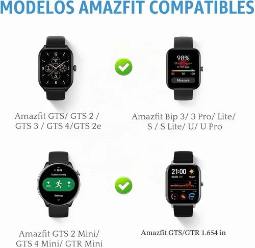 Vista 2 de Correa TiMOVO compatible con Amazfit GTS 4/3/2 Mini/GTR Mini/Bip 3/3 Pro Negro