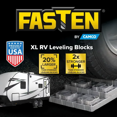 Vista 2 de Camco Fasten - Bloques de nivelación RV XL, 10.5 x 10.5 x 1 pulgadas, paquete de 10 unidades, fabricados en los Estados Unidos