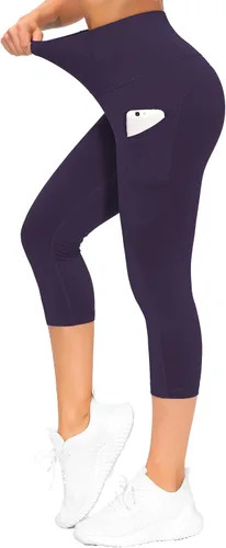Vista 4 de The Gym People - Pantalones deportivos gruesos de tiro alto, con bolsillos y control de abdomen, leggings para entrenar, correr, hacer yoga