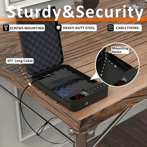 Vista 3 de Z ZLJUAN - Caja fuerte portátil para armas y pistolas con pantalla LCD de temperatura, humedad, huella digital biométrica, cerradura con teclado