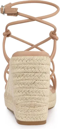 Vista 3 de Allegra K Sandalias de plataforma para mujer con tacón de cuña y tiras