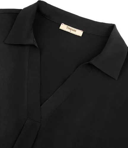 Vista 4 de Timeson Blusa de cuello en V para mujer, manga 34, túnica de trabajo para mujer
