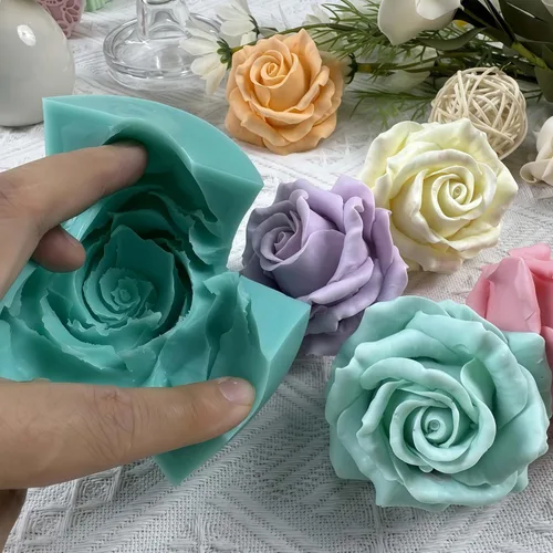 Vista 2 de Molde de silicona de flor de rosa 3D, moldes de flores epoxi, decoración de manualidades, molde de cera de vela, molde de silicona para pastel