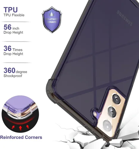Vista 2 de KIOMY Funda Negra para Samsung Galaxy S21 5G con Rincónes de Airbag, Parachoques Resistente a Golpes, Cubierta Protectora Flexible de TPU