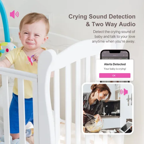 Vista 5 de iBaby Monitor de respiración inteligente para bebés: con cámara y audio, seguimiento de la respiración, el sueño y el movimiento. Monitor de bebé i2