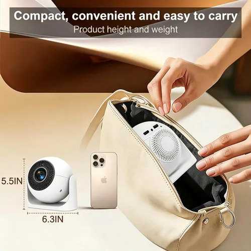 Vista 5 de Mini proyector portátil con Bluetooth, proyector compatible con 1080P 4K, proyector de video de corrección Keystone de enfoque automático, proyector
