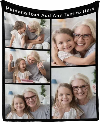 Vista 22 de Manta personalizada con tus fotos favoritas, manta personalizada con mis propias imágenes para familia, mamá, papá, hija, hijo, perro, hermanas