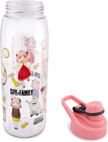 Vista 3 de Silver Buffalo Spy x Family Anya Icons - Botella de agua con tapa con asa superior de rosca, jarra deportiva grande de plástico, capacidad para 28