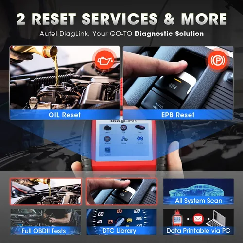 Vista 5 de Autel Diaglink - Lector de códigos OBDII OBD2 (versión para manualidades de MD802), diagnóstico de todos los sistemas y módulos para ABS, SRS