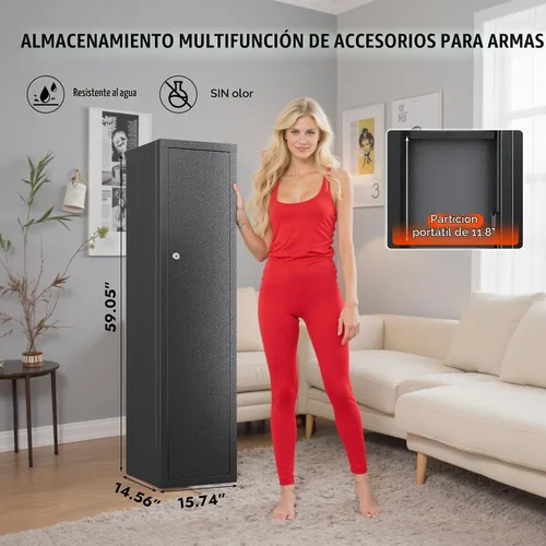Vista 2 de KAER - Armario para municiones de 59 pulgadas de alto, armario de armas para uso seguro en el hogar, acceso rápido con compartimento para municiones