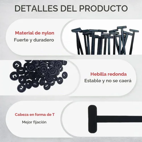 Vista 4 de Hebillas de bridas de cable universales de nylon con cierre de cremallera, herramienta de bridas de plástico multiusos 2025 mejorada, nueva hebilla