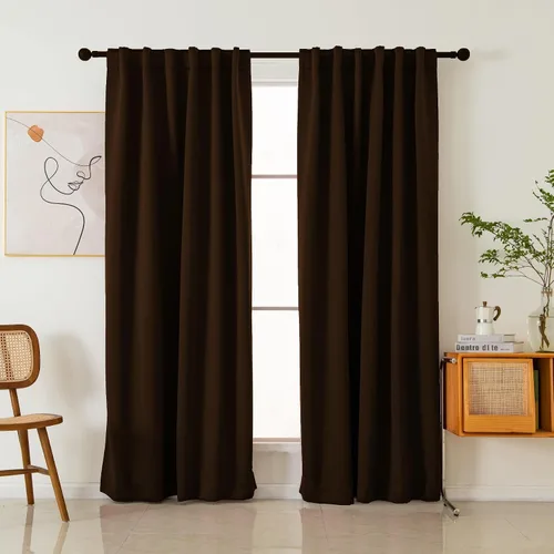 Vista 18 de Pickluc Cortinas opacas de 63 pulgadas de largo, 2 paneles de cortinas opacas para dormitorio o sala de estar, pestaña trasera y bolsillo para Negro