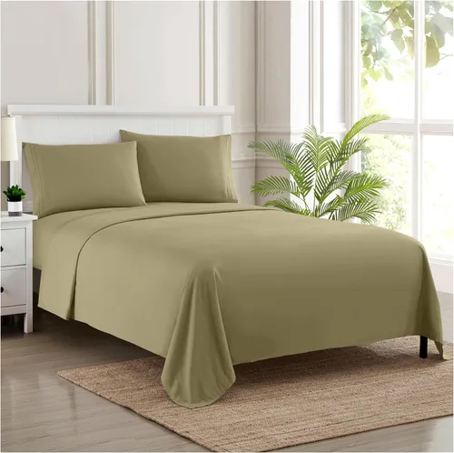 Vista 46 de Juego de sábanas extrasuaves de tamaño individual, ropa de cama transpirable y lujosa con correas elásticas integradas para las esquinas, colección