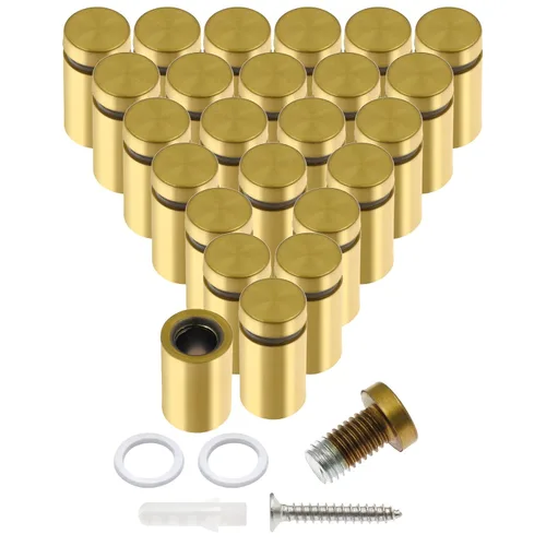 Vista 39 de Luomorgo 12 piezas tornillos separadores de acero inoxidable de 1" x 1", herrajes de montaje para letreros de pared, separadores de vidrio