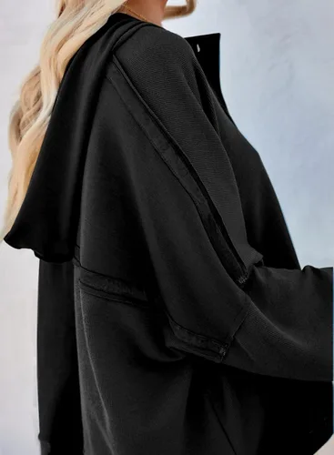 Vista 2 de Dokotoo - Sudaderas con capucha para mujer 2024, estilo de otoño, con cuello en V, botones, manga larga, sudaderas con capucha de moda