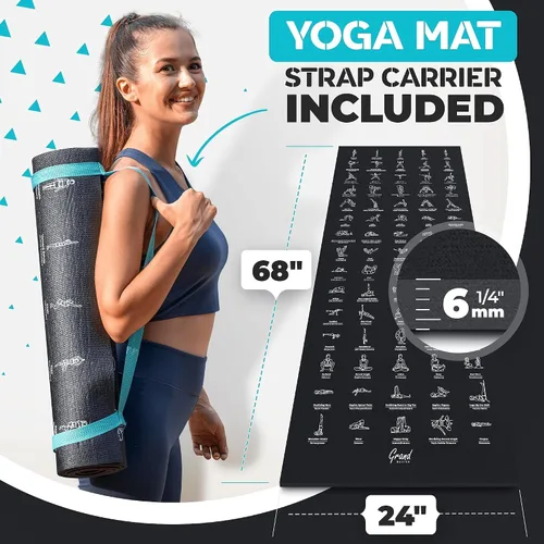 Vista 7 de 2 tapetes de yoga instructivos con correa de transporte
