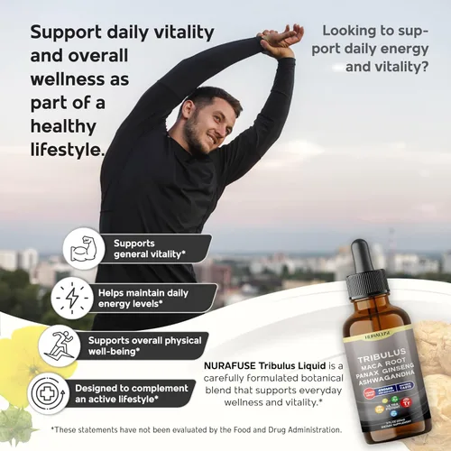 Vista 2 de Tribulus orgánico, raíz de maca, panax ginseng, Ashwagandha gotas líquidas – 1670 mg por porción, ultra potente, sabor natural, fabricado en Estados