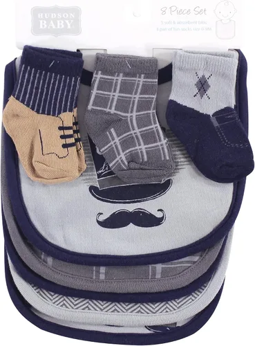 Vista 43 de Hudson Baby Conjunto de babero y calcetines unisex de algodón para bebé