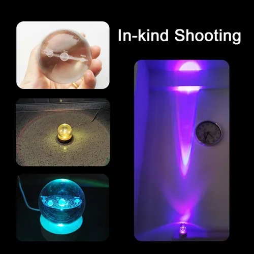 Vista 5 de Zabalar Luz nocturna de bola de cristal 3D con base de luz LED colorida, regalo del día de San Valentín, luces LED, lámpara de mesa que cambia