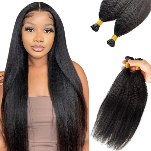 Vista 10 de Extensiones de Cabello Micro Link Negro Extensiones de Cabello Micro Loop Cabello Humano Real Paquetes Sin Trama Fusión Fría 50s 50g #1 Negro M#Jet