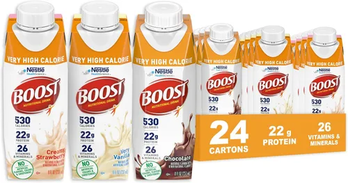 Vista 10 de BOOST Bebida nutricional muy alta en calorías, ayuda al aumento de peso y mantenimiento, 530 calorías, 26 vitaminas y minerales, 0.78 oz