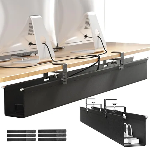 Vista 12 de Cinati - Bandeja grande de organización de cables para debajo del escritorio, organizador de cables para debajo del escritorio, sin taladros, Negro